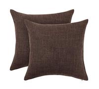 sourcing map 2pcs Housse de Coussin Taie d'oreiller en Coton Lin Décoratif Carré pour Canapé Lit Marron