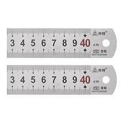 sourcing map 2pcs Inoxydable Acier Règle 16-Pouce/40cm Métal Règles 1.14" Large, Pouce et Métrique Graduation Droite Bords Mesure Outil