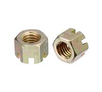 sourcing map 2pcs M10x1,5mm Hexagone Fendu Noix, Gra 8 Carbone Acier Hexagonal Château Écrous, Couleur Zinc