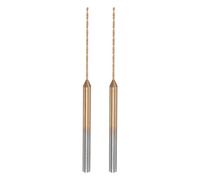 sourcing map 2Pcs Mini Hélicoïdal Foret 0.6mm Micro Gravure Forets Haute Vitesse Acier 2.35mm Jarret Titane Recouvert pour Bricolage Résine Ambre et Bois