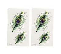sourcing map 2pcs motif de plumes de paon autocollants de tatouage temporaire corps bras art tatouages