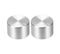 sourcing map 2Pcs Potentiomètre Bouton Moleté Tige Argenté Aluminium Lisse Surface Bouton Rotatif 20mmx13mm Bouton Contrôle Volume