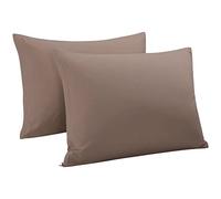 sourcing map 2pcs Taie d'oreiller Fermeture éclair 300 Fils en Coton égyptien Cafe Standard (20" x 26")
