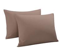 sourcing map 2pcs Taie d'oreiller Fermeture éclair 300 Fils en Coton égyptien Couleur café 51cm x 76cm