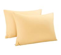 sourcing map 2pcs Taie d'oreiller Fermeture éclair 300 Fils en Coton égyptien Jaune King (20" x 36")