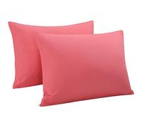 sourcing map 2pcs Taie d'oreiller Fermeture éclair 300 Fils en Coton égyptien Rose Corail 51cm x 76cm
