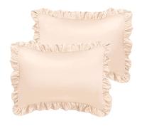 sourcing map 2pcs Taies d'oreiller en Soie Satin Oxford à Volants avec Enveloppe Fermeture Taupe 20x26 Pouces