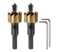 sourcing map 2pcs Trou Scies 21mm (5/6") M35 HSS (Haut Vitesse Acier) Titane Revêtu Perceuse Morceaux Coupeurs Ouvreurs pour Inox Acier Aluminium Alliage Métal Bois Plastique