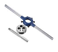 sourcing map 3/8-16 UNC Ensemble Tarauds et Matrices Filière avec 30mm Rond Porte-filière Poignée Clé Haute Vitesse Acier Machine Filetage Robinet et Rond Matrice Filetage Outil