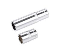 sourcing map 3/8 Pouce Embout 13mm Douille 6 Pans Superficiel et Profond Ensemble Cr-V Acier 2 Pcs