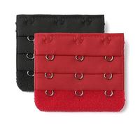sourcing map 3 Crochet 3 Rangée Sous-vêtements Soutien-gorge Sangle Extension Boucle 5Pcs Noir rouge 5.5 x 5cm / 2 1/8inches x 2inches (L*W0