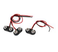 sourcing map 3 pcs 9V Batterie Connecteur Pince porte-T Type Double boucle 15cm long