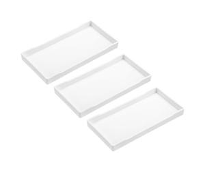 sourcing map 3 Plateaux De Service Blancs Mini Plateau 4" X 8" En Plastique Rectangulaire Plateaux De Service En Bois Décoratifs Pour Petit-Déjeuner Cuisine Salle De Bain