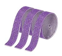 sourcing map 3 Rouleau 1 Yard 8mm Auto Adhésif Cristal Strass Diamant Ruban pour Arts & Artisanat Projet, Mariage Gâteaux, Anniversaire Décorations Violet