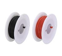 sourcing map 30 Jauge Silicone Fil 30AWG Électrique Fil Toronné Fil Souple Etamé Cuivre Fil Haut Temp Raccordement Bobine Noir et Rouge 30m/98.4ft pour Voiture Modèle Électroménager 2pcs