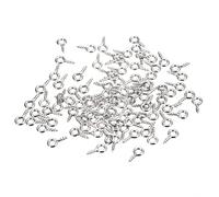 sourcing map 300 Pièces Petites Vis Œil Épingles crochet Mini Œillets Vis Filetées, 4x8x1mm Auto Tapotage Vis pour Bijoux Fabrication Accessoires DIY Artisanat, Nickel Argent