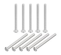 sourcing map 304 Inoxydable Acier Machine Vis, 10Pcs M4x50 mm Fendu Conduire Obligatoire Diriger Vis Boulons