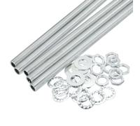 sourcing map 30cm Tige Filetée Creuse Encoches Écrous Rondelles 1/8Ip 35Pcs | pour Lampe Trousse Filetage Fixations Assortiment pour Luminaire éclairage Réparation Assemblage Coffret de