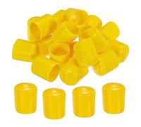 sourcing map 30pcs 22mm Caoutchouc Fin Capuchons Couvercle PVC Vinyle Vis Filetage Protecteur Rond Fil Tablette Capuchons pour Vis Boulon Tuyau Clôture Poteau, Jaune