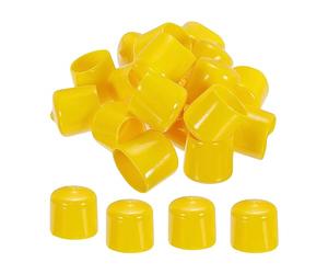 sourcing map 30pcs 25mm Caoutchouc Fin Capuchons Couvercle PVC Vinyle Vis Filetage Protecteur Rond Fil Tablette Capuchons pour Vis Boulon Tuyau Clôture Poteau, Jaune