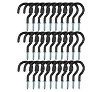 sourcing map 30pcs Coupe Plafond Vinyle Recouvert Métal Visser Cintre pour Domicile Bureau Plantes Extérieur Lumieres Support Noir 3/4 pouce