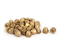 sourcing map 30pcs M4 Écrou Borgne à filetage femelle DIN1587 calotte dôme tête ton laiton