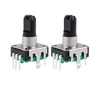 sourcing map 360 Degré Rotatif Codeur Interrupteur EC12 7 Broche 14.3mm D-Arbre Vert 2pcs