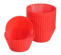 sourcing map 36Pcs matrice à Cupcakes en Silicone, Revêtement Antiadhésif, pour Cuire des Œufs, Faire des Muffins et Préparer Un Gâteau (Rouge)