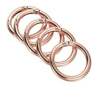 sourcing map 36x25x5.5mm Mousqueton Rond à Ressort Fermoir Anneau Porte-Clé 5 Paquet Agrafe à Pression Zinc Alliage Boucle Rose Doré