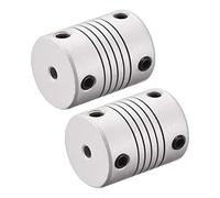 sourcing map 3mm à 4mm Coupleur Arbre Moteur Aluminium Alliage Flexible Accouplement Joint Couplage Connecteur L25xD19 Argent 2pcs