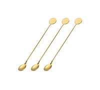 sourcing map- 3Pcs 8-Pouce Bar Cuillère Cocktail Mélange Cuillère, Doré