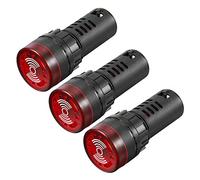 sourcing map 3Pcs Lampe AC/DC 110V alarme clignotant indicateur panneau buzzer, LED rouge