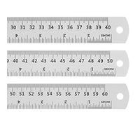 sourcing map 3Pcs Règle En Acier 16Pouces 40Cm&20Pouces 50Cm&24Pouces 60Cm | Inoxydable, Règle Métallique Bord Droit, Métrique Anglais Avec Table De Conversion, Règle Millimétrique Mesure