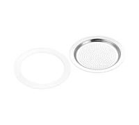 sourcing map 3Pcs Silicone Joint 55x72mm et 1Pcs Inox Acier Filtre Écran 66x54mm pour 6- Tasse Moka Café Pot