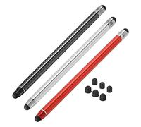 sourcing map 3pcs Stylet Stylos pour Tactile Écrans avec 6 Extra Conseils Capacitif Stylet Universel Tablette Stylo Sensibilité Précision, Argent Noir Rouge