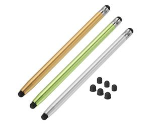 sourcing map 3pcs Stylet Stylos pour Tactile Écrans avec 6 Extra Conseils Capacitif Stylet Universel Tablette Stylo Sensibilité Précision, Vert Or Argent