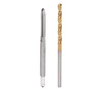 sourcing map 4-40 UNC Taraud Droit Cannelure et 2,3mm Hélicoïdal Foret Embout Ensemble Titane Plaqué 6542 Haute Vitesse Acier Trépan Forage Machine Taraudage