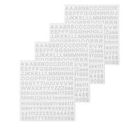 sourcing map 4 Feuilles Alphabet Lettres Nombre Résine Autocollants 3D Petit A à Z 1 à 9 Argent Mini Métallique Étincelle Alliage Autocollant pour Résine Ongles Créacollage