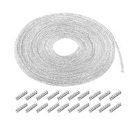 sourcing map 4 mm x 5 m Lacets de chaussures à capuche Cordon pailleté Strass Tube Corde Corde Bling Cristal Corde pour DIY Sneakers Pulls Pantalons Décoration Argent avec Aglets