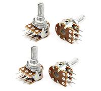 sourcing map 4 PC B10K 10 K ohm 6 Épingle gle s Split Shaft pieds linéaires potentiomètres rotatifs à double conicité