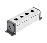 sourcing map 4 Trous 16mm Aluminium Interrupteur Bouton Poussoir Station Boîte avec a PG7 Presse-étoupe et Montage Base