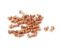 sourcing map 40 pcs 3mm x 6mm Ronde rivet pleins cuivre arbre d'or | 8mm attaches ton Longueur