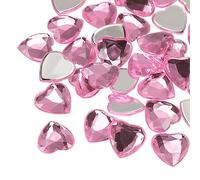 sourcing map 40 pcs Acrylique Coeur Strass 15mm Plat Dos Plastique Pierres Précieuses Bijoux Autocollants pour Saint Valentin Fêtes, Bijoux Fabrication, Carte DIY, Lumière Rose