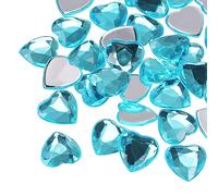 sourcing map 40 pcs Acrylique Coeur Strass 15mm Plat Dos Plastique Pierres Précieuses Bijoux Autocollants pour Saint Valentin Fêtes, Bijoux Fabrication, Carte DIY, Lac Bleu