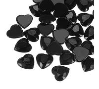 sourcing map 40 pcs Acrylique Coeur Strass 15mm Plat Dos Plastique Pierres Précieuses Bijoux Autocollants pour Saint Valentin Fêtes, Bijoux Fabrication, Carte DIY, Noir