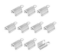 sourcing map 400Pcs Extrémités Cordon Repliées, 4.5x11mm Terminateurs Sertissage Capuchon Points Accrochage pour Cuir Ruban Bricolage Artisanat Création, Rhodium Tone