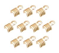 sourcing map 400pcs Pli Sur Corde Fins, 3x6mm Terminateurs Ondulation Fin Conseils pour Cuir Ruban Artisanat Fabrication, Champagne