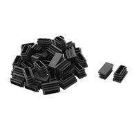 sourcing map 40pcs Bouchon Pied de Chasie Embout Capuchon Rectangle Jambe Patin Table Meuble Protection Tube Insert Plastique Noir 25mm x 12mm