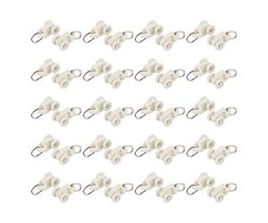 sourcing map 40pcs Glisseur Rail Rideaux Roulette Crochet Roue Rideaux Coulissant Poulie pour Fenêtre Voilage Plastique 10mm Dia Blanc