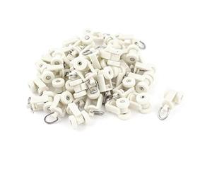 sourcing map 40pcs Glisseur Rail Rideaux Roulette Crochet Roue Rideaux Coulissant Poulie pour Fenêtre Voilage Plastique Blanc 12 mm diamètre bigoudis